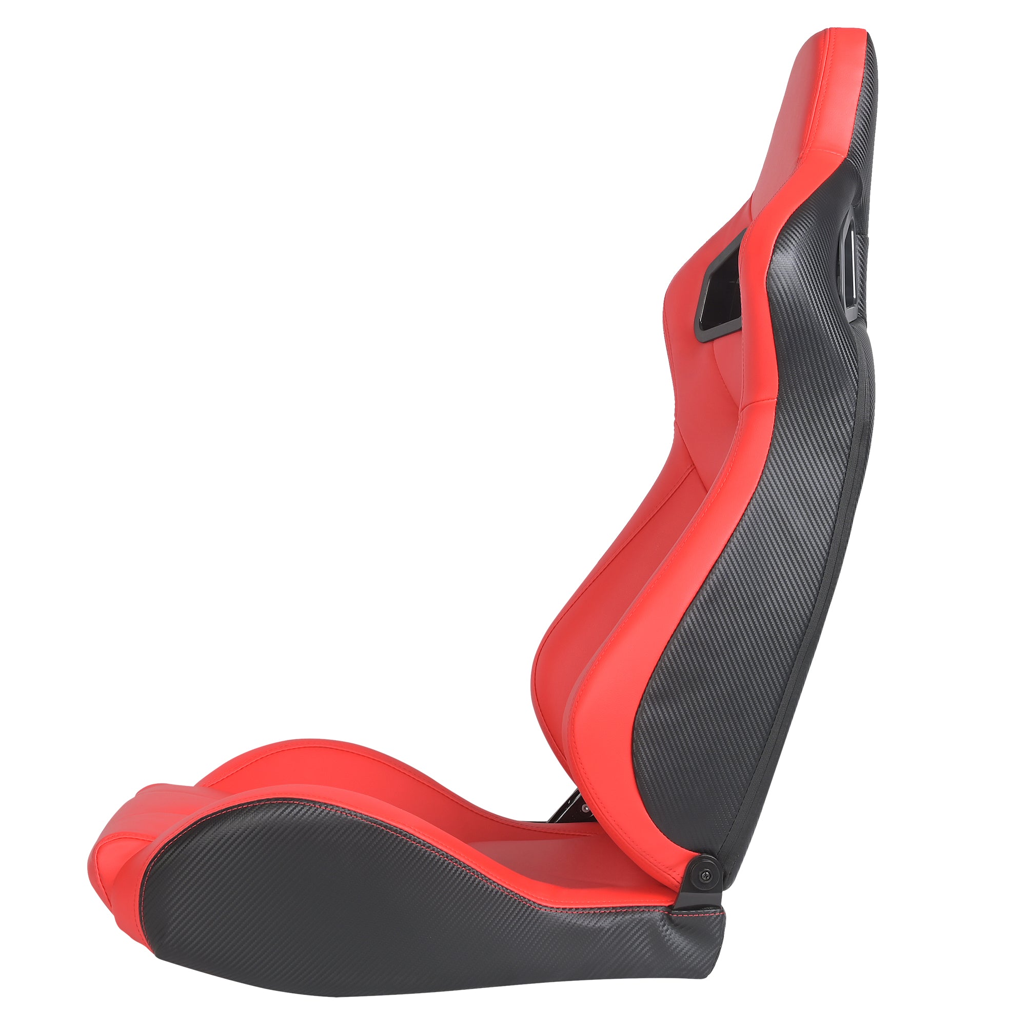 Racing Seats，1 Pair Bucket Seats with Dual Lock Sliders，PVC Leather Racing Seats，Reclining Design and Front-Back Adjustable Seats，Red