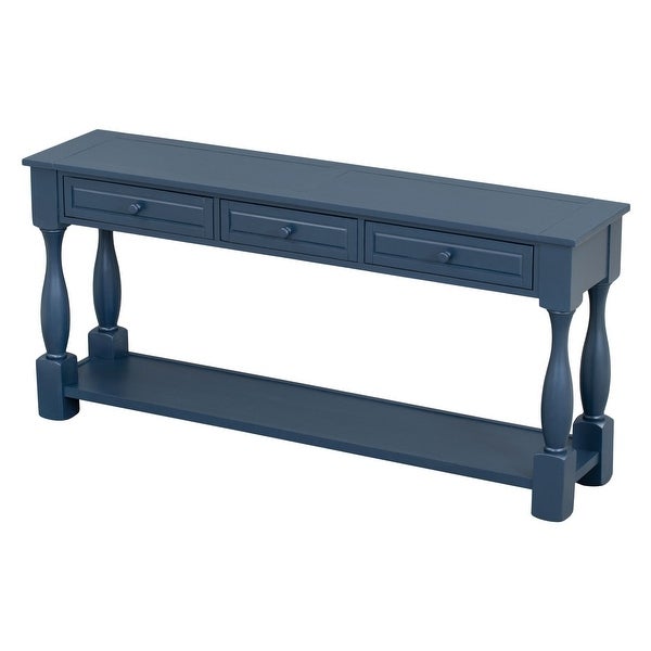 Long Extra-thick Sofa Table with Drawers and Shelf for Entryway