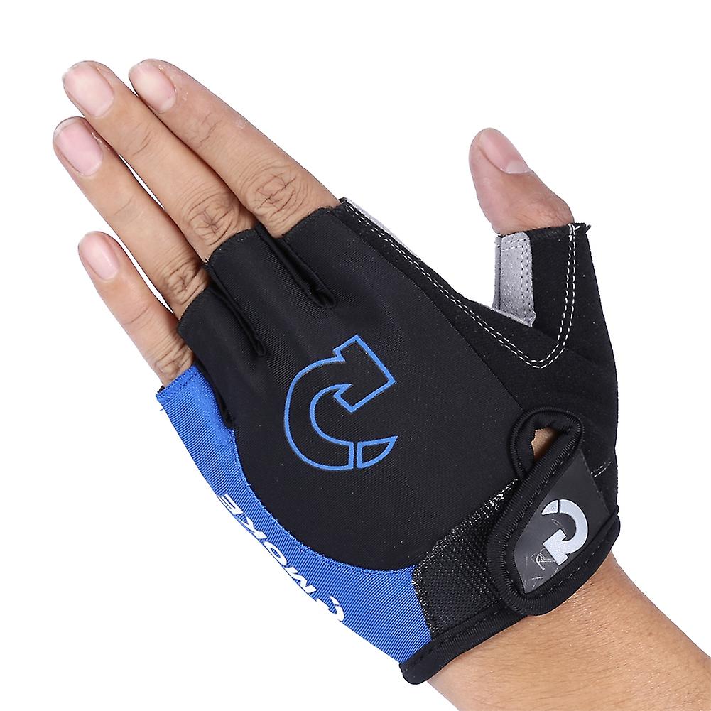 1pair/set Men Women Cycling Bicycle Mountain Bike Anti-shock Sport Half Gloves Blue Xl