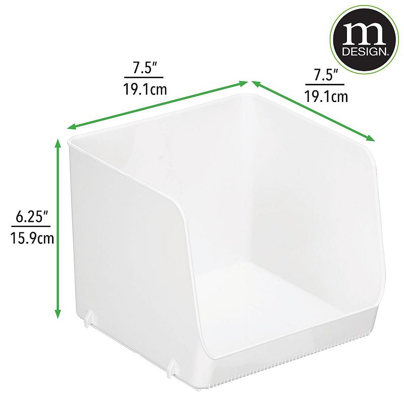 mDesign 7.5 x 7.5 x 6.25 Stackable Plastic Food Storage Bin， Open Front， 2 Pack