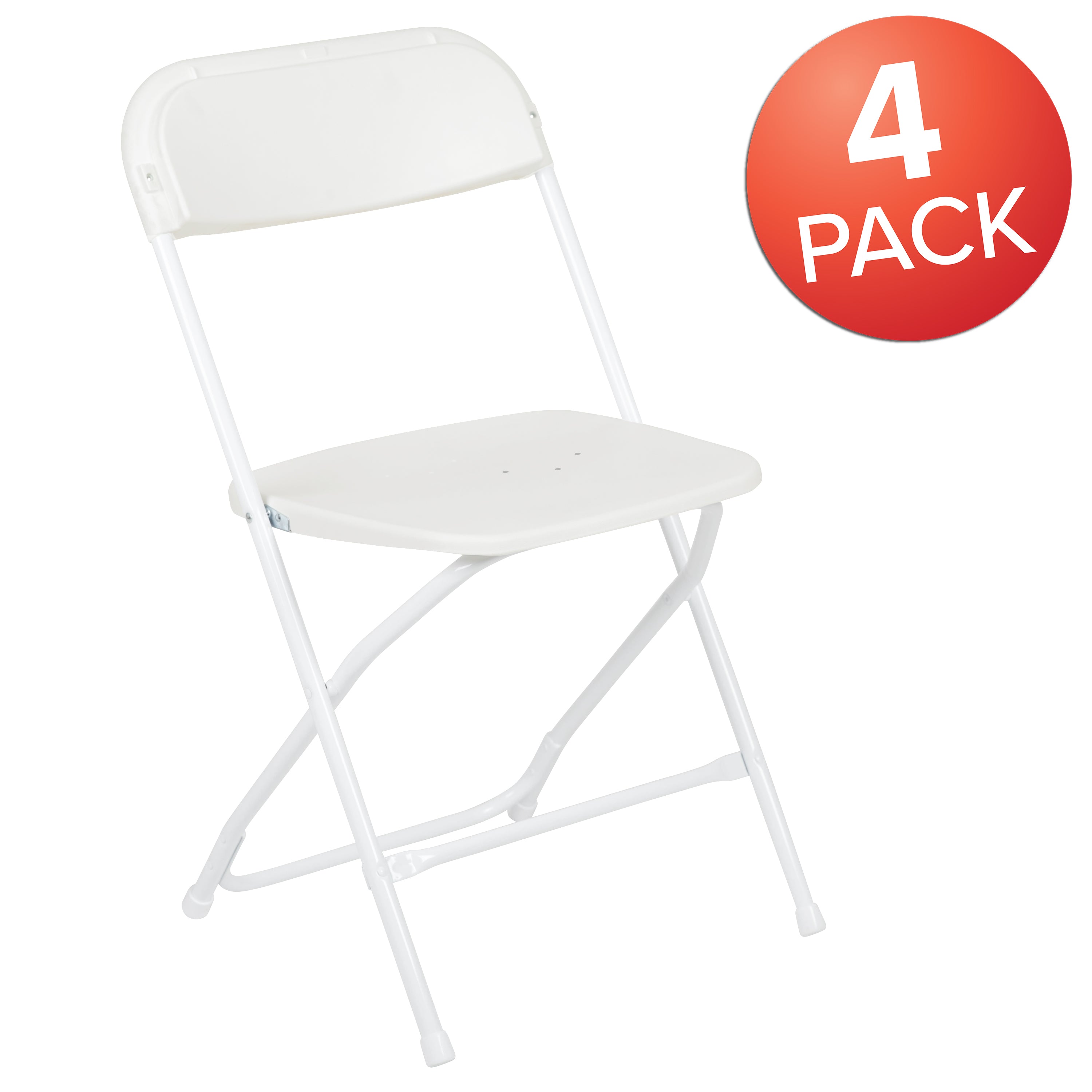 Flash Furniture Hercules™ Series Plastic Folding Chair - White - 4 Pack 650LB Weight Capacity Comfortable Event Chair-Lightweight Folding Chair