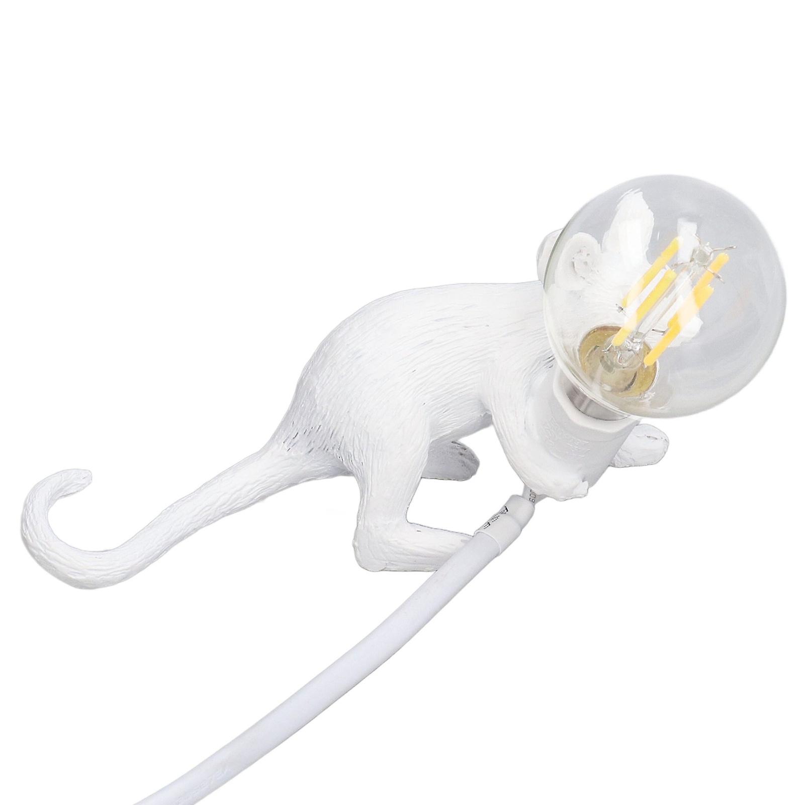 Modern Resin Mouse Lamp Table Desk Light Bedside Decoration Animal Shape Light E12 for Bedroom Study Room CafeWhite EU Plug