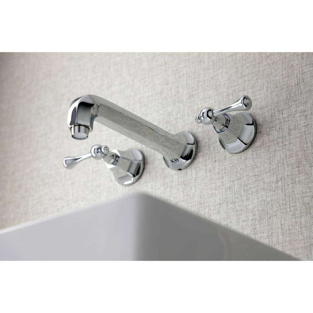 Kingston Brass Metropolitan 2-Handle Wall Mount Bathroom Faucet in Polished Chrome HKS4121BL