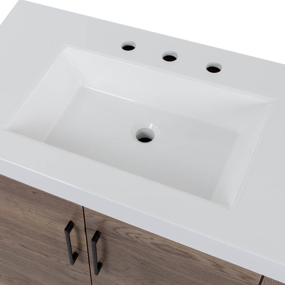 Home Decorators Collection Radien 60.5 in. W x 18.75 in. D x 34.14 in. H Bath Vanity in Halifax Oak with White Cultured Marble Top RN60P2-HO