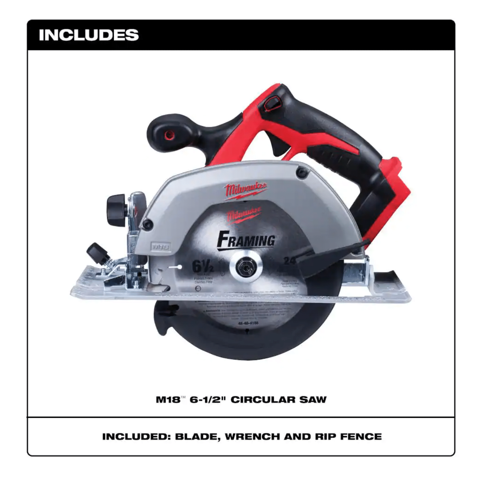 Milwaukee M18 18-Volt Lithium-Ion Cordless 6-1/2 in. Circular Saw， Tool-Only (2630-20)