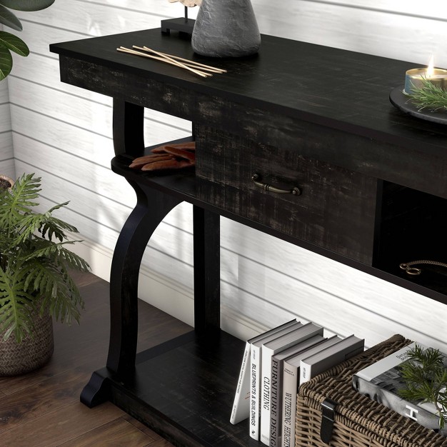 River Rise Transitional Storage Console Table Reclaimed Black Oak Mibasics