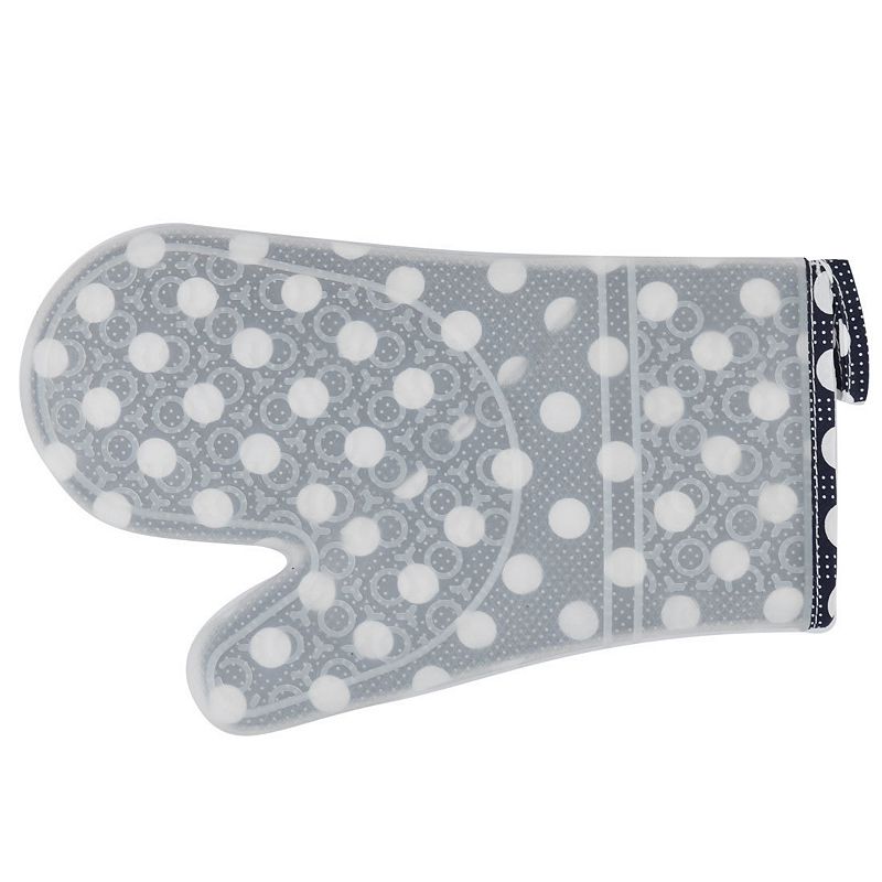 Kitchen Utensils Silicone  Pattern Heat Resistant Oven Mitt Glove White