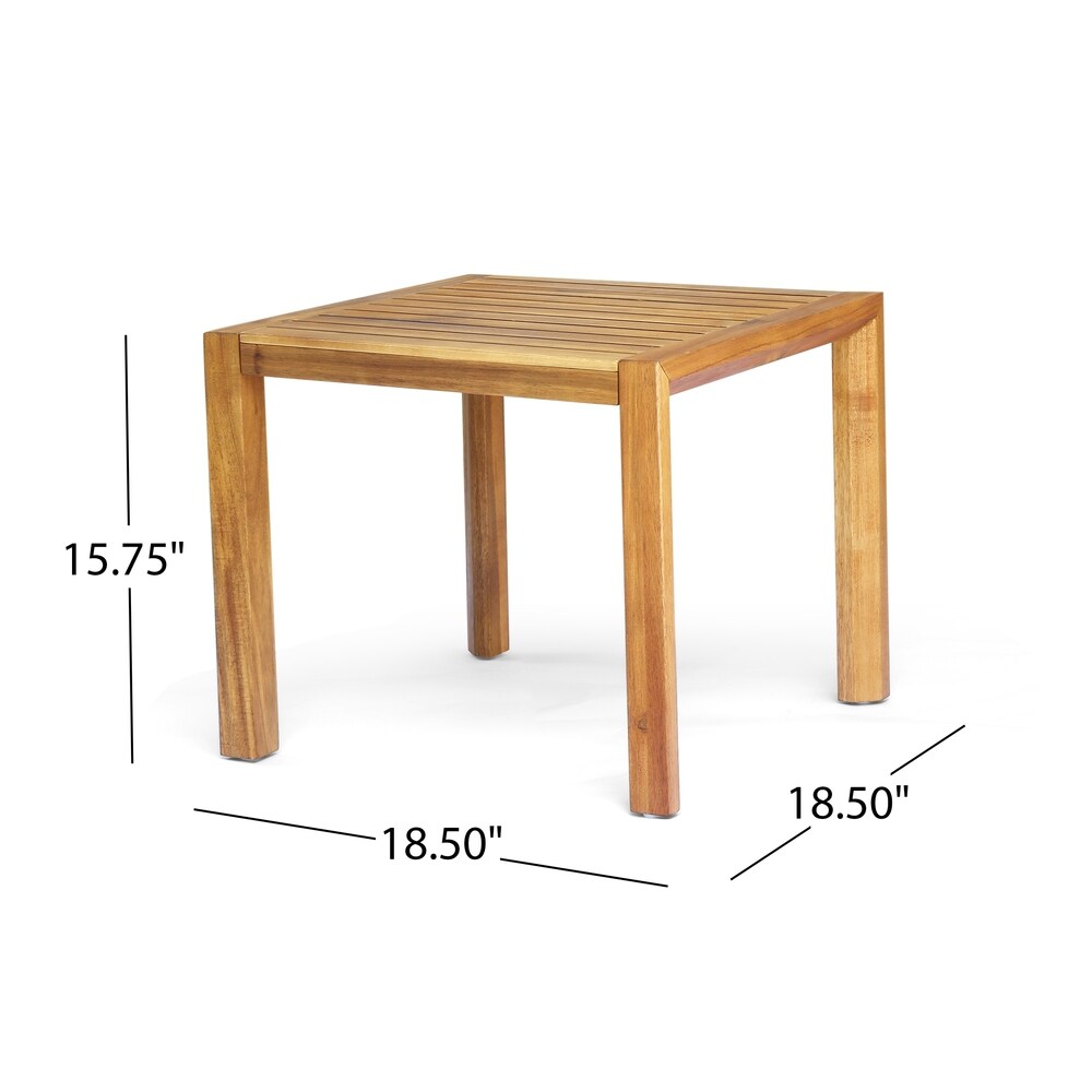 Leah Outdoor 3 piece Acacia Wood Chat Set with Cushions by Christopher Knight Home
