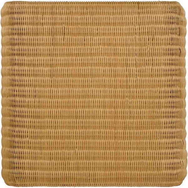 22 Inch Side End Table， Woven Rattan Frame， Waterfall Edges， Square Surface - 22L x 22W x 20H， in inches