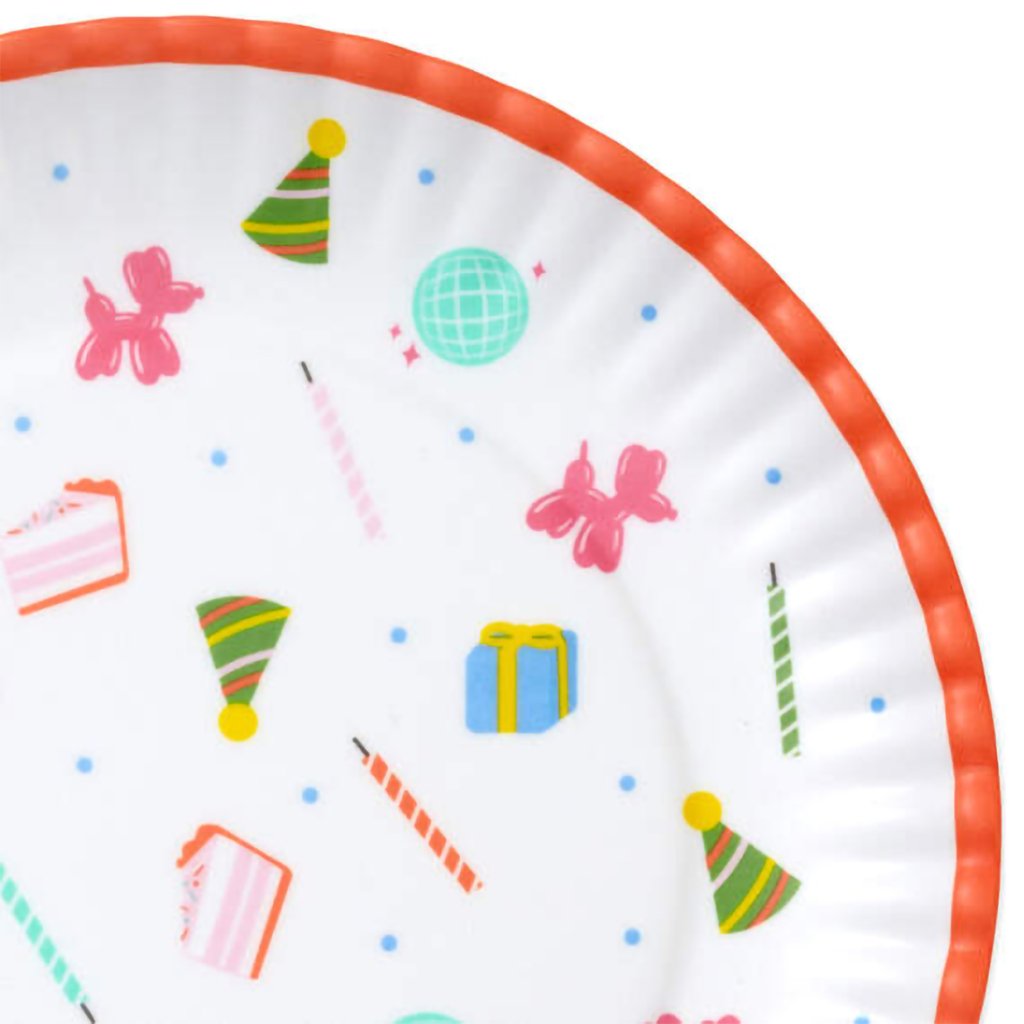 Hallmark  Birthday Celebration Icons Melamine Dessert Plates, Set of 4