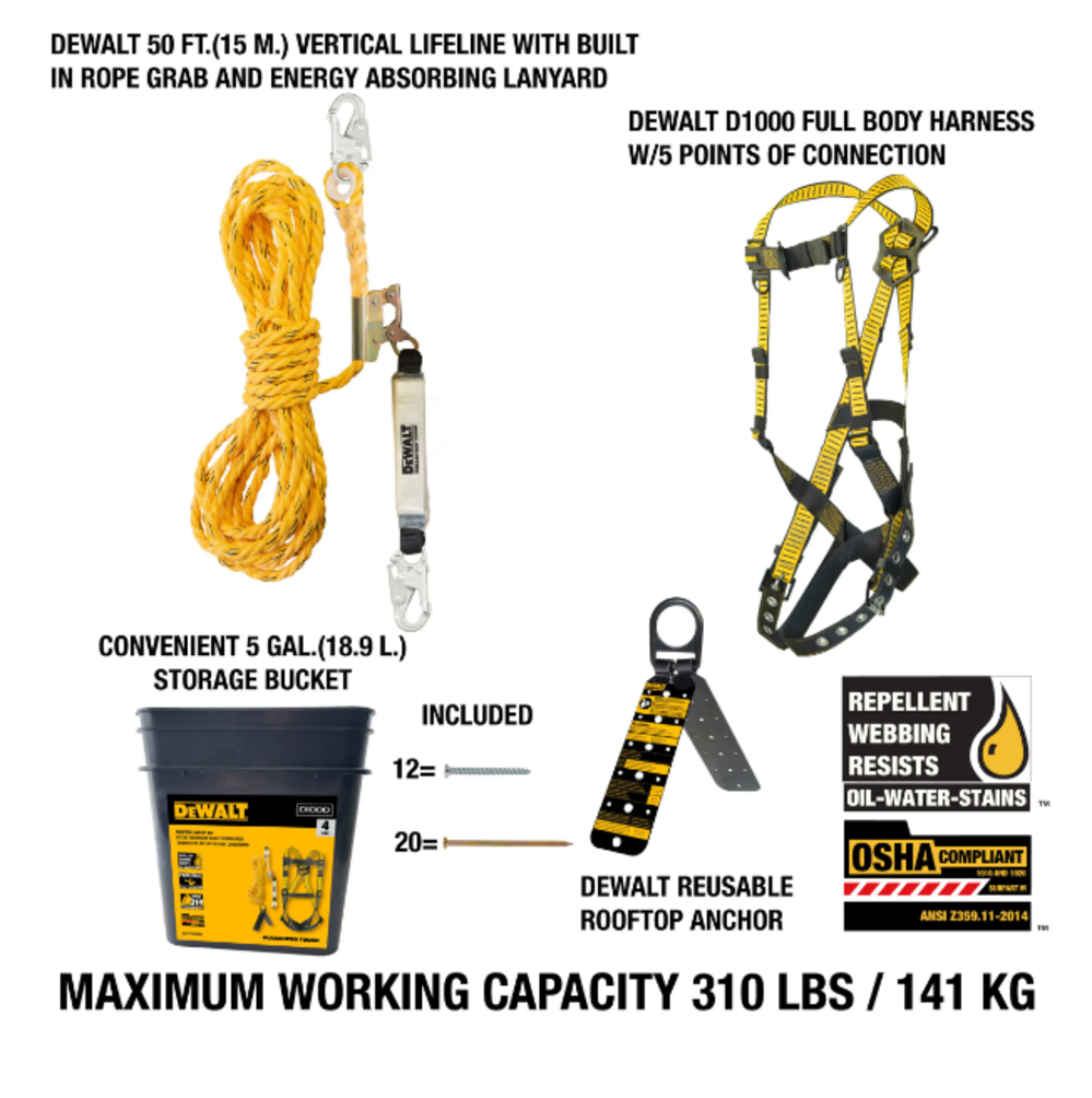 DEWALT Fall Protection Rooftop Safety Kit DXFP120050 from DEWALT