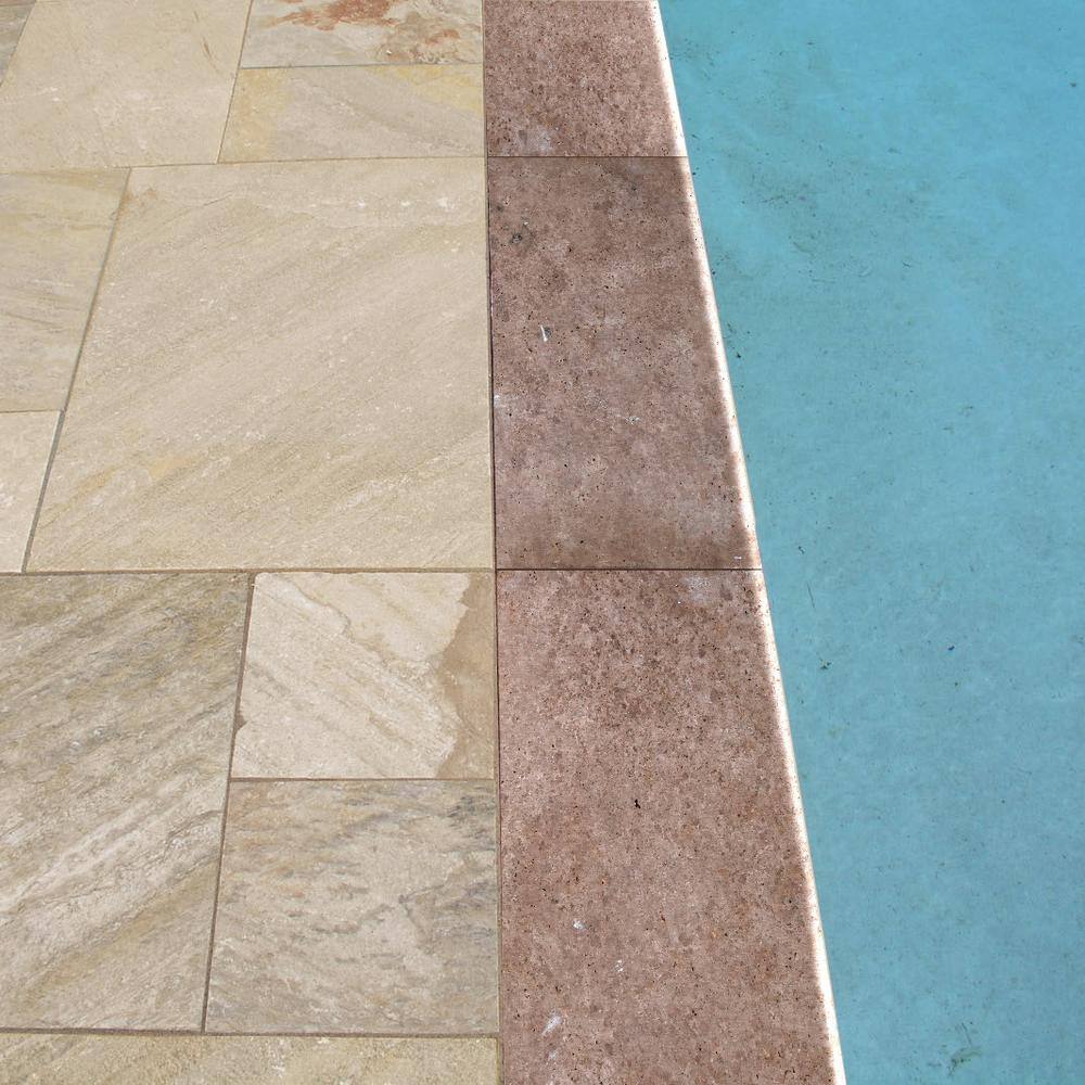 MSI Mediterranean Walnut 2 in. x 16 in. x 24 in. Brushed Travertine Pool Coping (40 Pieces106.8 sq. ft.Pallet) TWAL1624HUF