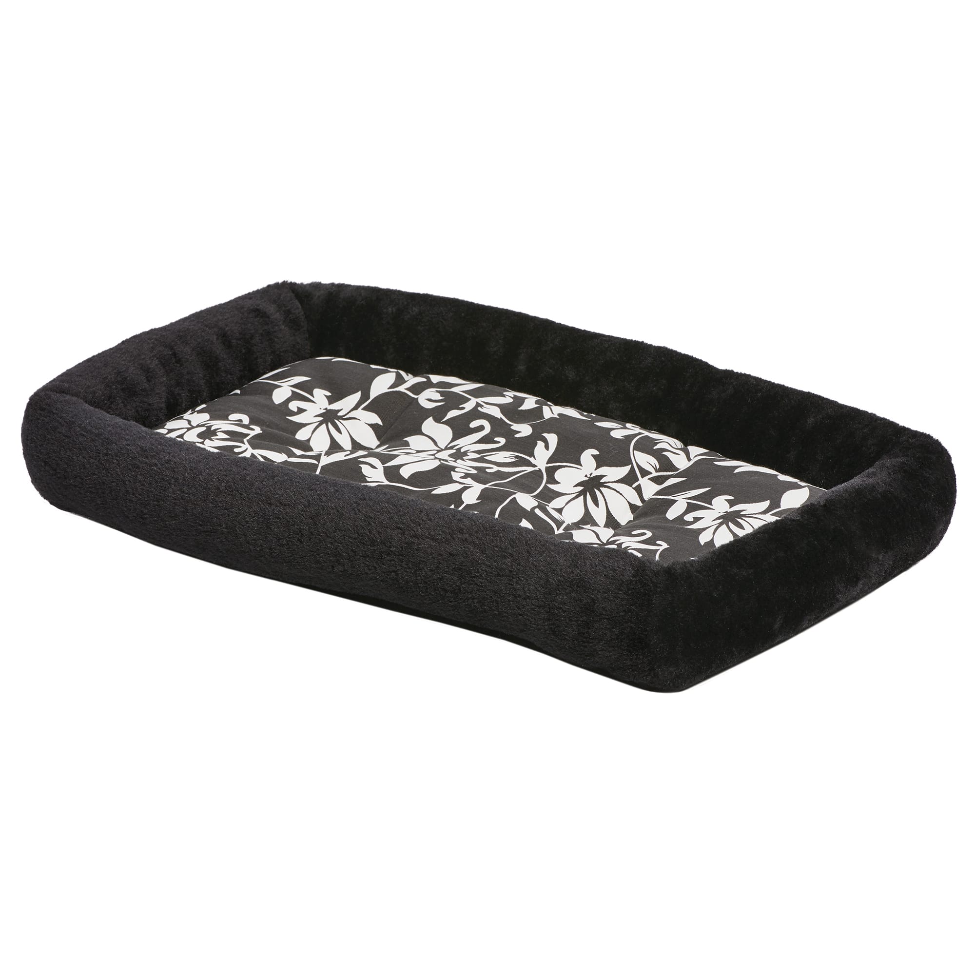 MIDWEST Quiet Time Couture Sofia Bolster Black Floral Dog Bed， 22