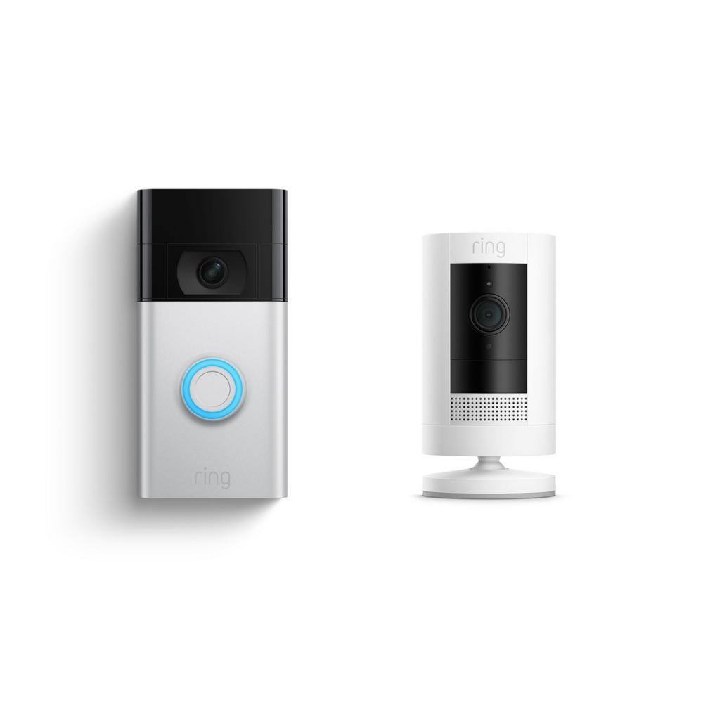 Ring Video Doorbell - Satin Nickel with Indoor Cam 2nd Gen White B0BRRRBM6D