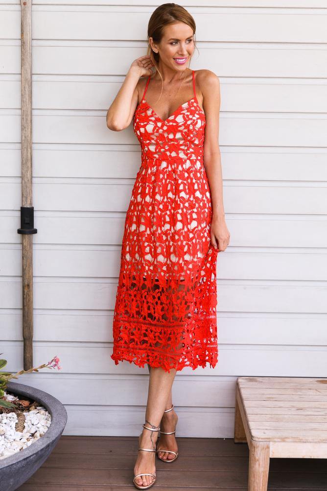 Lacey Baby Maxi Dress Red