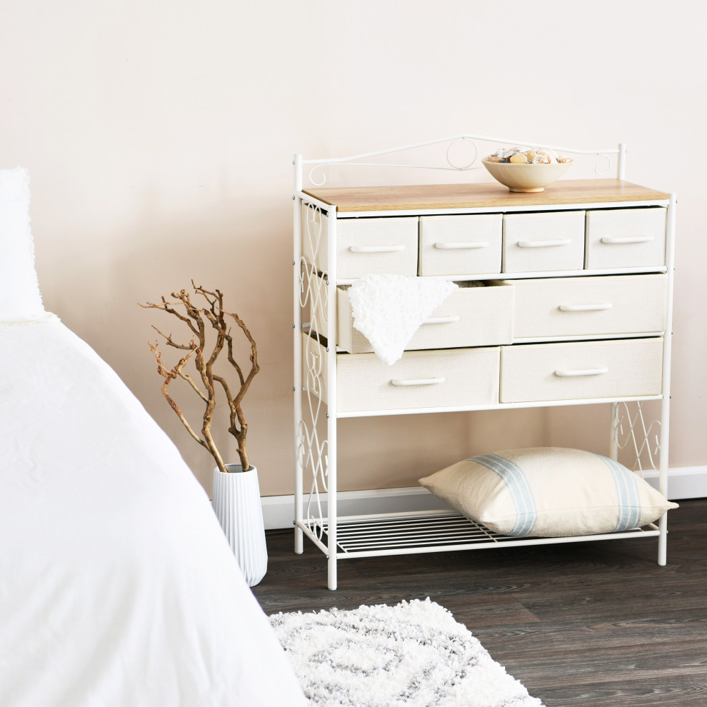 Dresser Table  8 White Drawers  Shoe Shelf White  Scandinavian White Top   Traditional   Dressers   by Household Essentials  Houzz