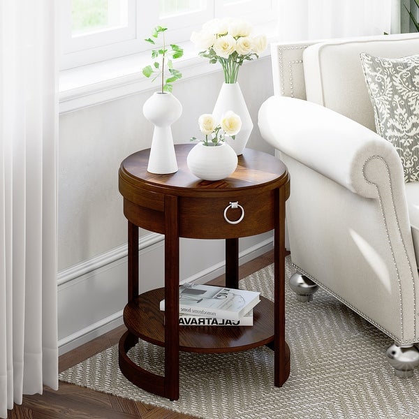 Costway Side End Table with Drawer Storage Shelf Classic Accents