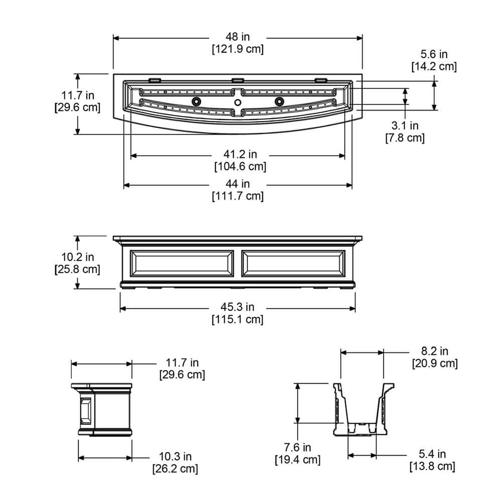 Mayne Nantucket 48 in. x 11.5 in. Self-Watering Black Polyethylene Window Box 4831-B
