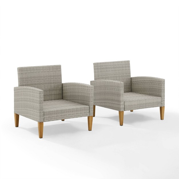 Capella Outdoor Wicker 2 Pc Chair Set Gray acorn Crosley