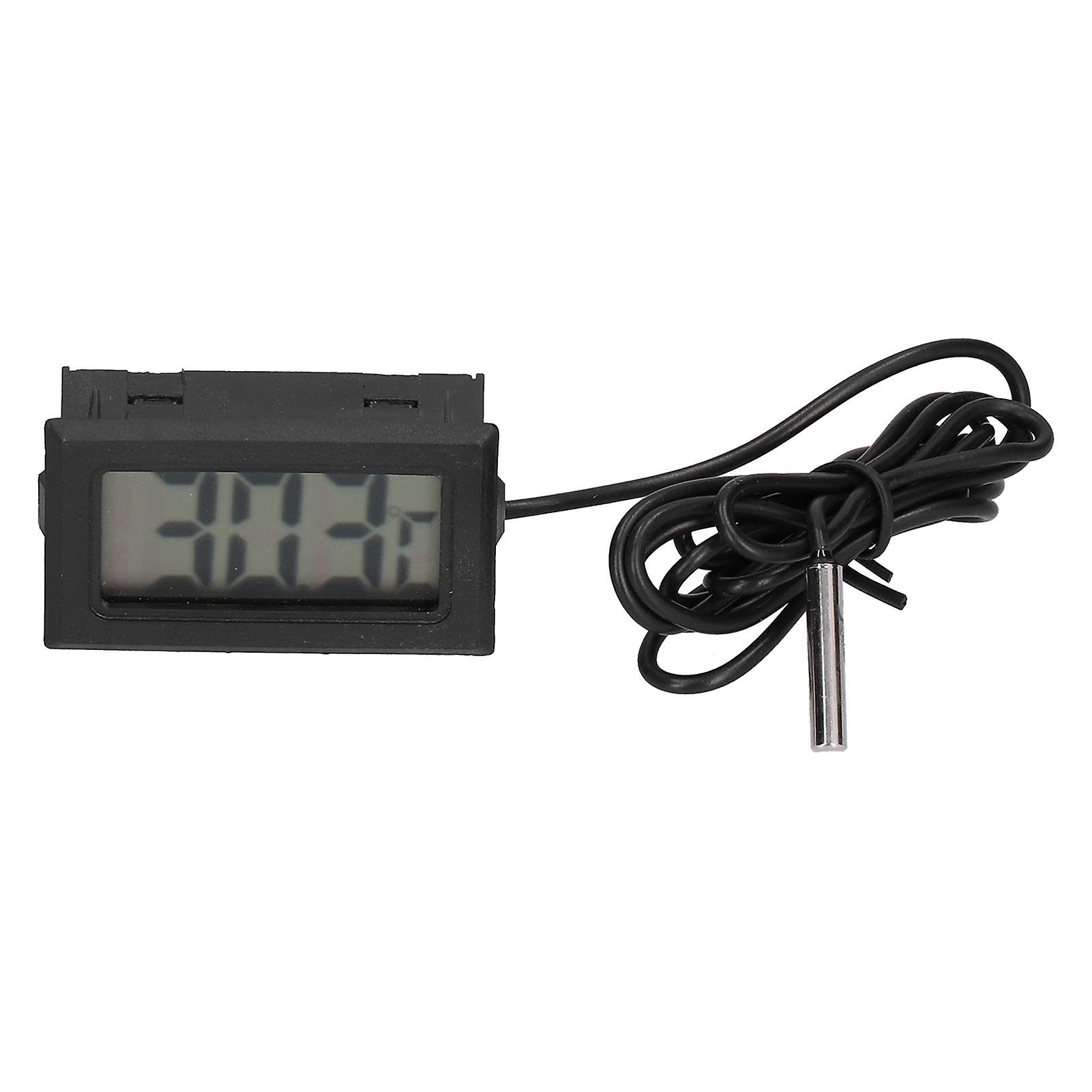 Digital Electronic Temperature Gauge Black Abs Lcd Thermometer With External Probe