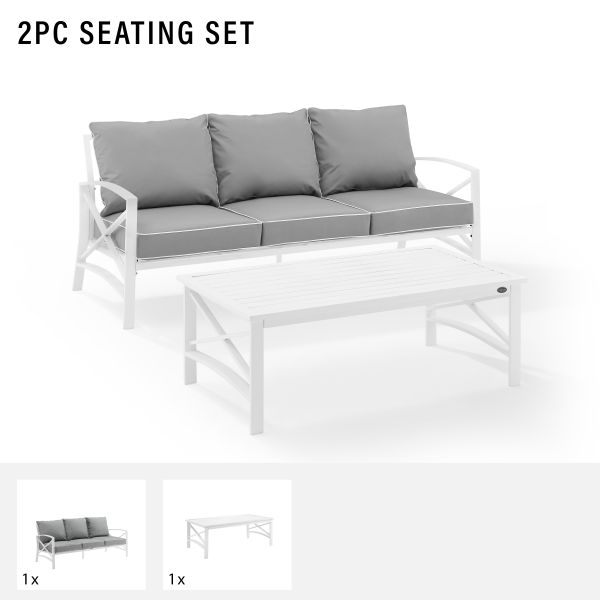 Kaplan 2Pc Outdoor Metal Sofa Set