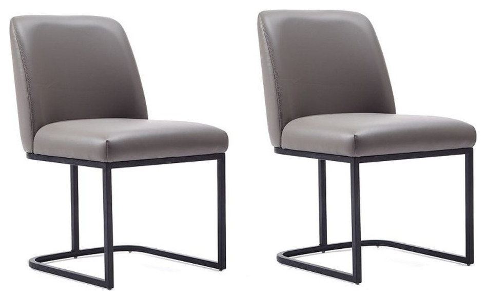 Manhattan Comfort Serena 18.7 quotFaux Leather Dining Chair in Gray (Set of 2)   Transitional   Dining Chairs   by Homesquare  Houzz