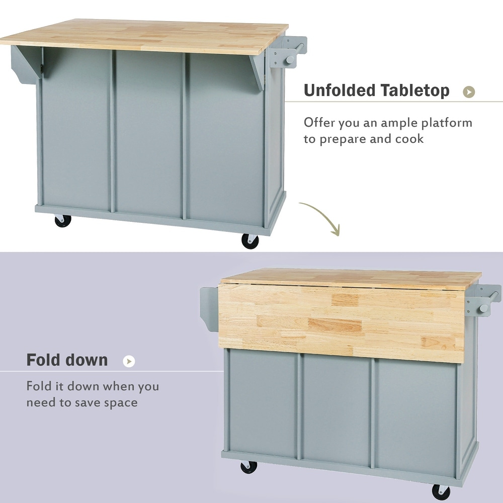 Stationary Storage Islands Rolling Kitchen Islands Cart w/ Drop leaf Cabinet Internal Storage Racks  Folding Dinding Table