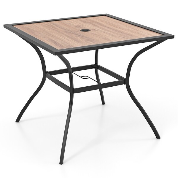 Patio Dining Table for 4 Square Bistro Table with Umbrella Holes