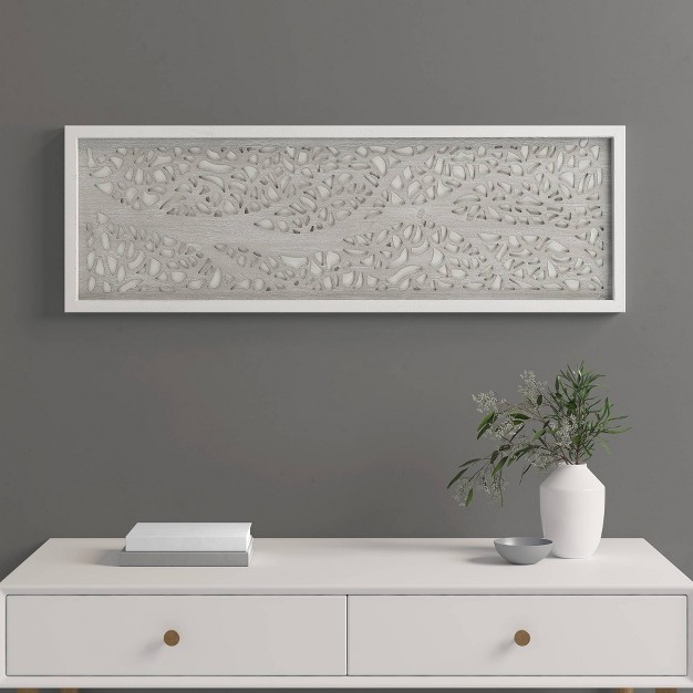 Laurel Branches Carved Wood Wall Decor Panel Gray Madison Park