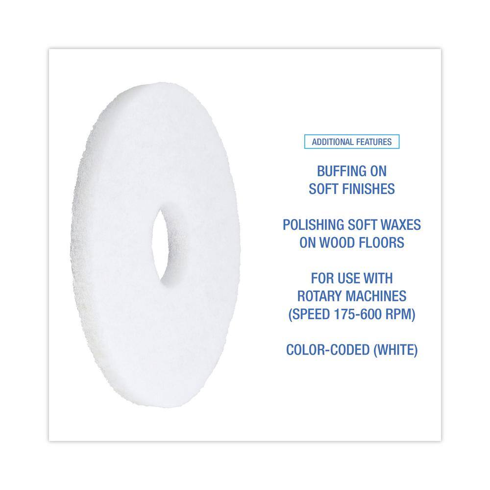 Premiere Pads 12 in. Dia Standard Polishing White Floor Pad (Case of 5) BWK4012WHI