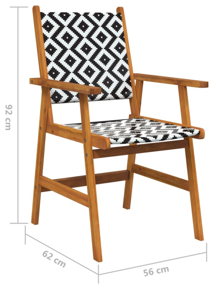 vidaXL Patio Chairs 2 Pcs Patio Dining Chair with Armrest Solid Wood Acacia   Southwestern   Outdoor Dining Chairs   by vidaXL LLC  Houzz