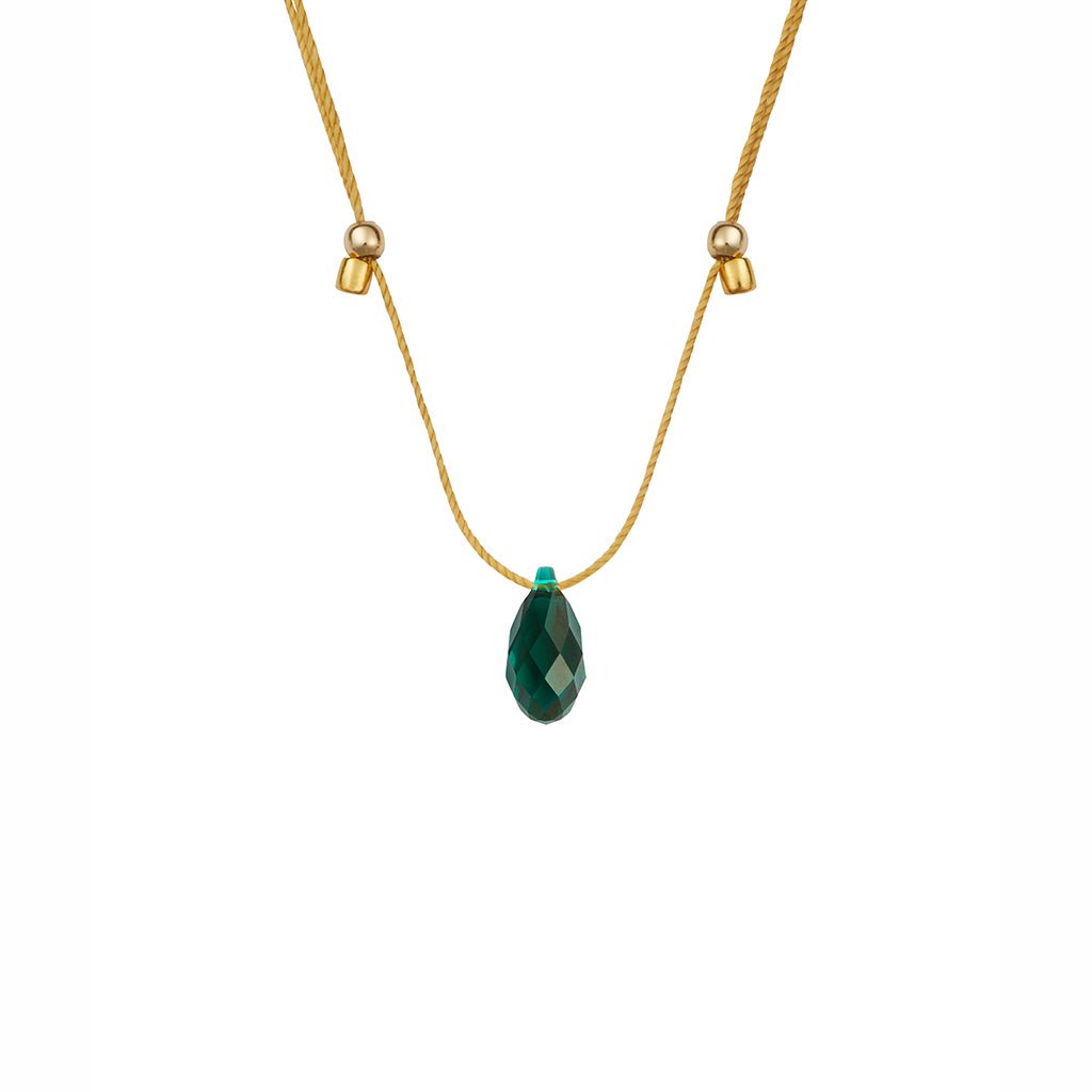 &Livy  Hyevibe Crystal Silk Slider Necklace in Emerald