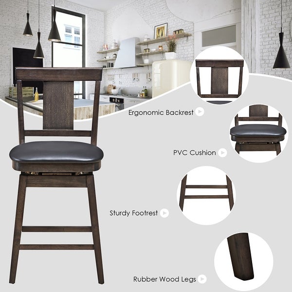 Classic Wooden Bar Stools Swivel Counter Height Bar Stool