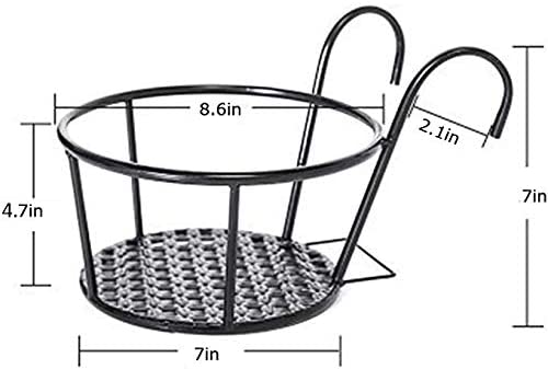 Nvzi Hanging Planters Basket,Hanging Railing Planters Flower Pot Holders,Plant Iron Racks Over The Rail Fence for Patio Balcony Porch(3)