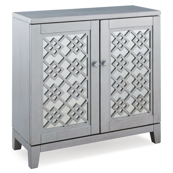 Mirrored Diamond Filigree X Base Adjustable Shelf Entryway Table