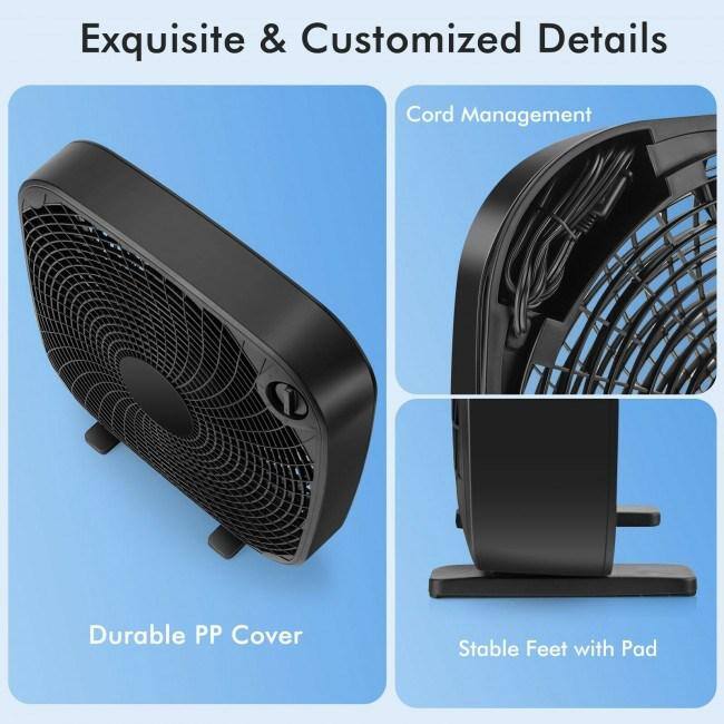 Aoibox 20 in. Box Portable Floor Fan with 3 Speed Settings and Knob Control for Home Garage Greenhouse Workshop HDDB592