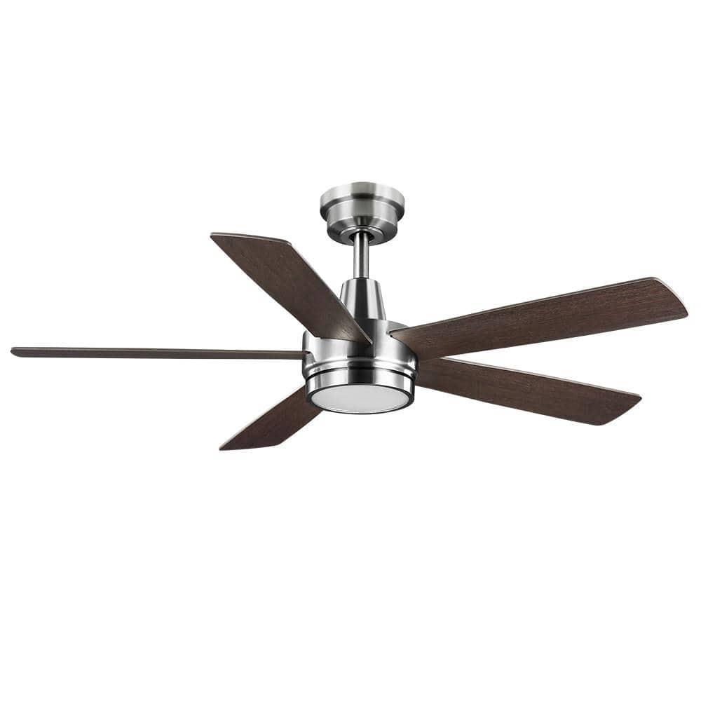 Hampton Bay Fanelee 54 in White Color Changing LED Brushed Nickel Smart Ceiling Fan with Light Kit and Remote Powered by Hubspace