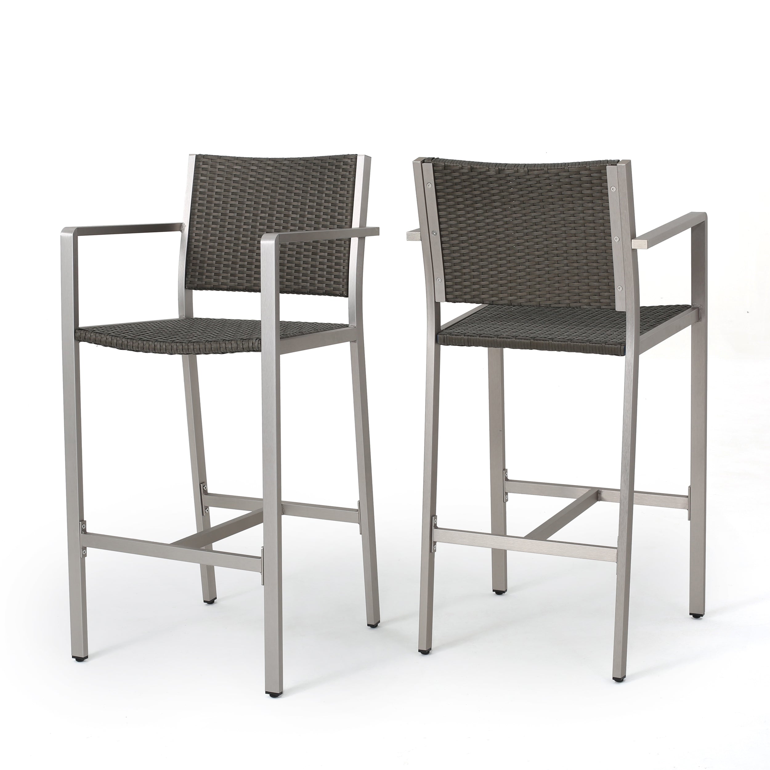 Capral 30-Inch Outdoor Grey Wicker Barstools (Set of 2)