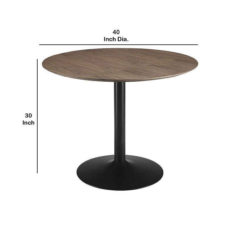 30 Inch Round Wooden Top Modern Dining Table， Black and Brown