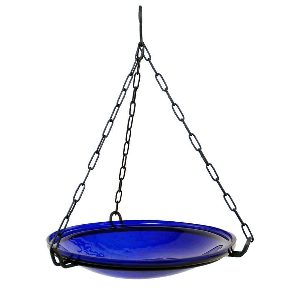 Achla Designs 14 in. Dia Cobalt Blue Reflective Crackle Glass Birdbath Bowl CGB-14CB