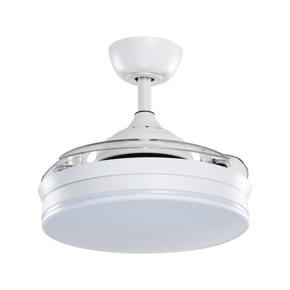 Parrot Uncle Ericksen 36 in Retractable White Ceiling Fan Chandelier with Light and Remote Control