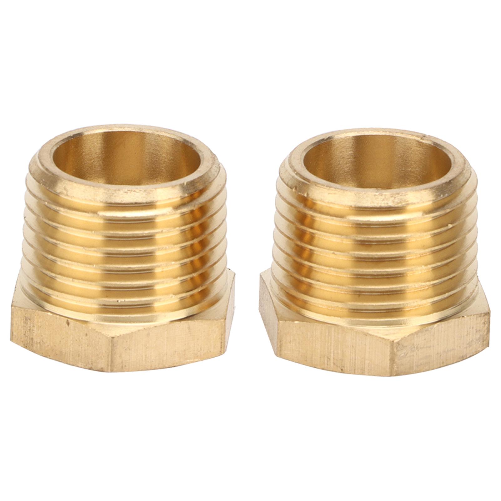 2pcs Brass Hex Reducer Bushing 1/2 Npt Male To 1/4 Npt Female Tube Hose Adapter Car Accessories