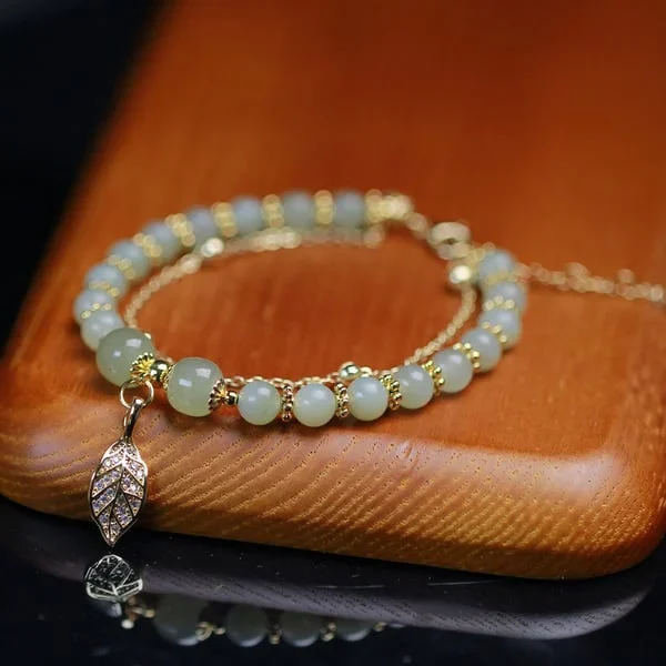 🔥  BUY 1 GET 1 FREE 💞--Lucky Wada Jade gold leaf bracelet