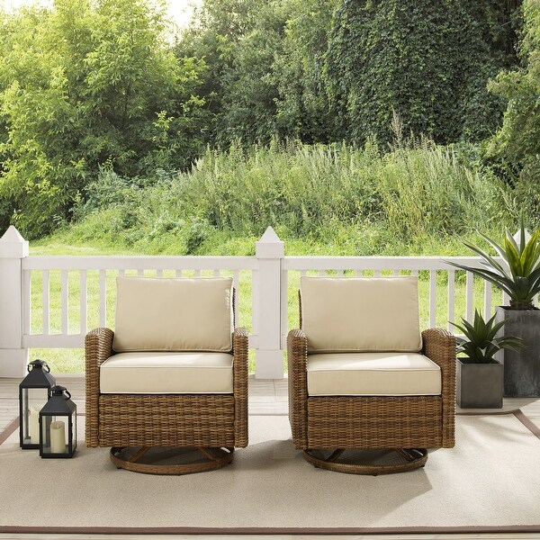 Crosley Bradenton 2Pc Outdoor Wicker Swivel Rocker Chair Set