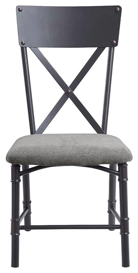 Acme Edina Side Chair Set of 2 Gray Fabric Oak and Sandy Black Finish   Asian   Dining Chairs   by AMOC  Houzz