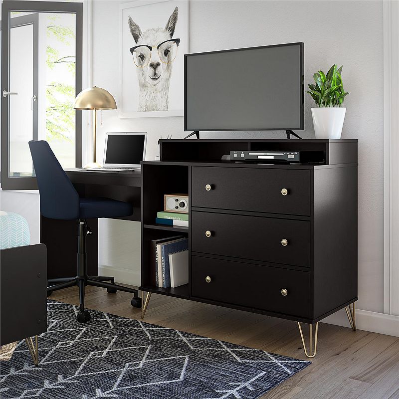 Novogratz Owen 3 in 1 TV Stand， Dresser， Desk