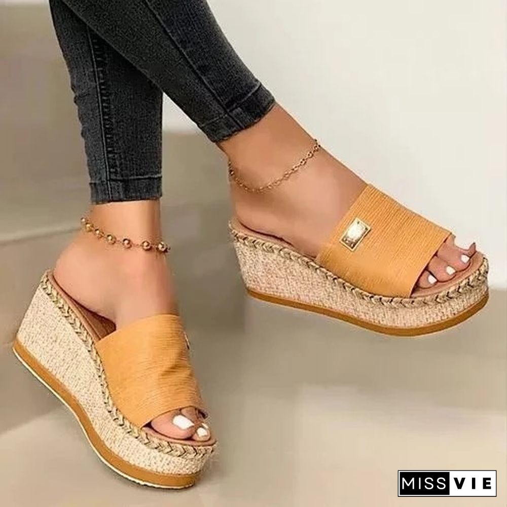 Summer Women Wedge Slippers Platform Flip Flops Soft Comfortable New Casual Shoes Outdoor Beach Sandals Ladies Slides