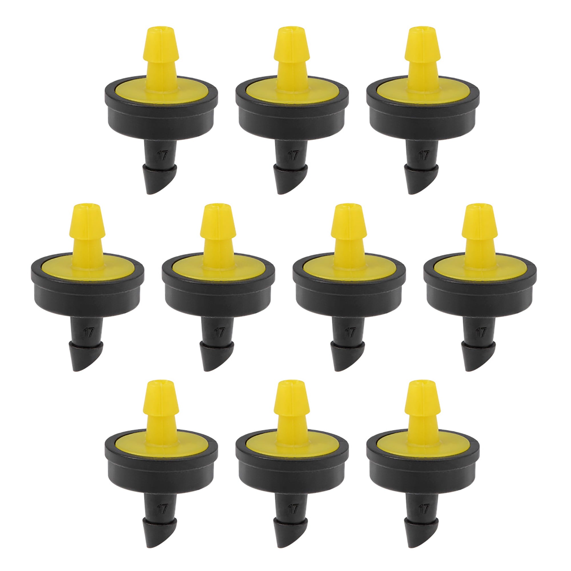 Pressure Compensating Dripper 5GPH 20L/H Emitter for Garden Lawn Drip Irrigation with Barbed Hose Connector Yellow 50pcs