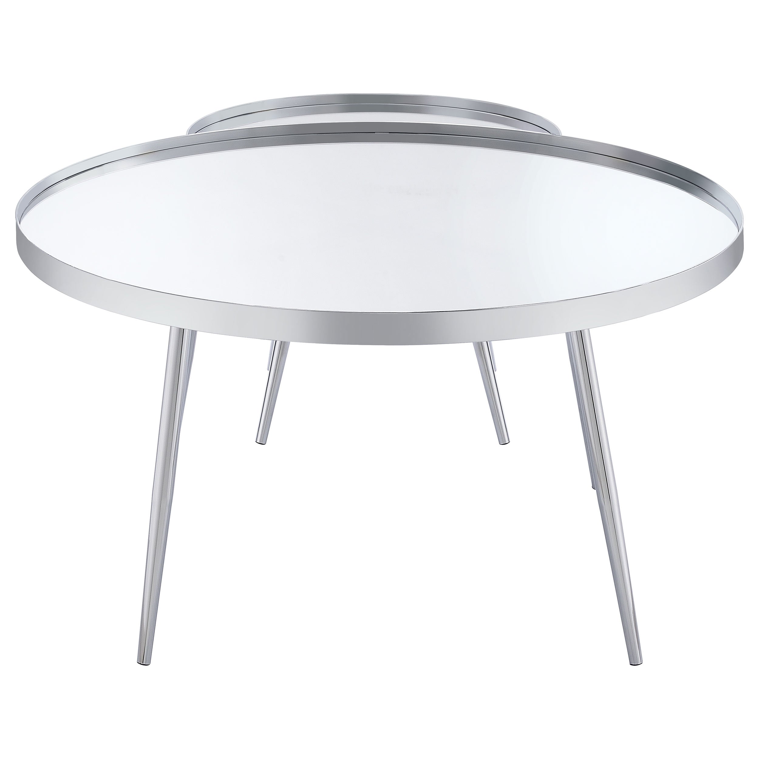 Kaelyn 2-Piece Round Mirror Top Nesting Coffee Table Chrome- 708368