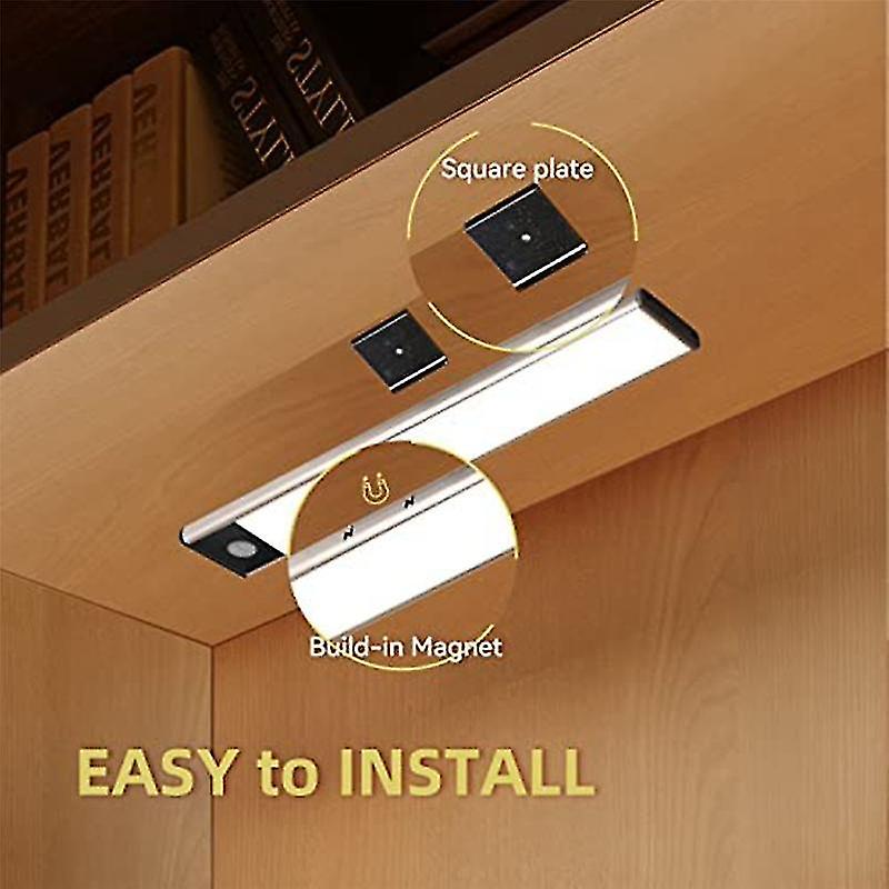 3 Color Under Cabinet Lights， 24-led Dimmable Usb Rechargeable Motion Sensor Magnetic Under Cabinet